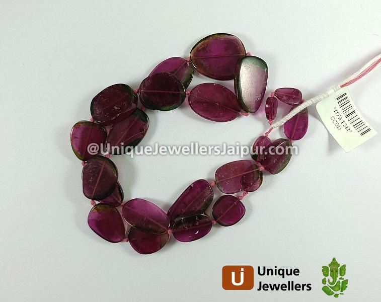 Watermelon Tourmaline Smooth Slices Beads