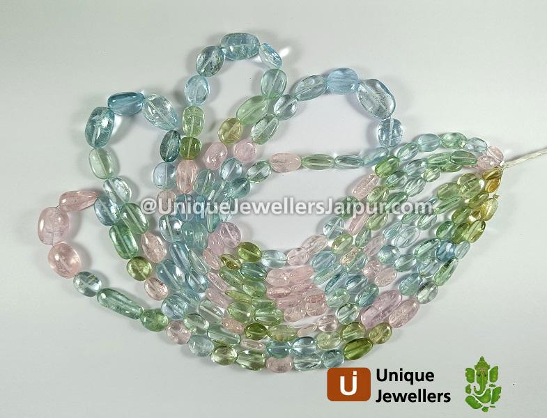 Multi Aquamarine Smooth Nuggets Beads
