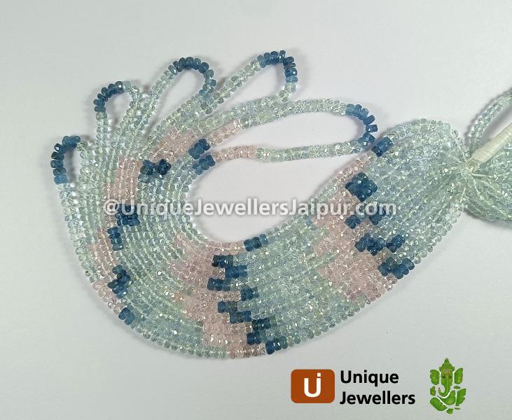 Multi Aquamarine Faceted Roundelle Beads