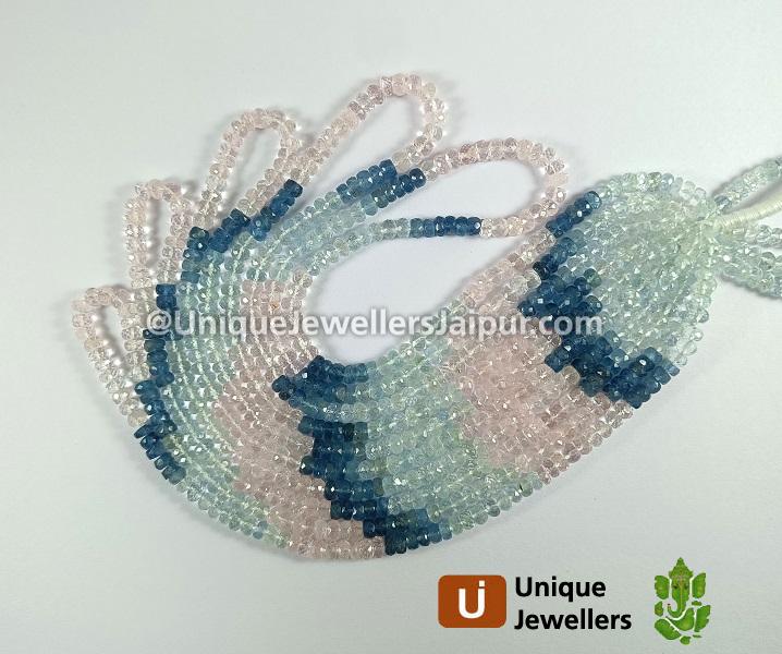 Multi Aquamarine Faceted Roundelle Beads