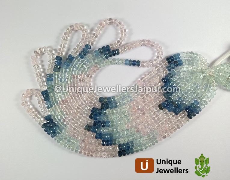 Multi Aquamarine Faceted Roundelle Beads