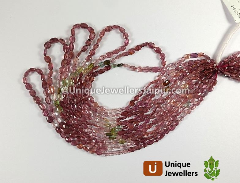 Multi Tourmaline Faceted Oval Beads