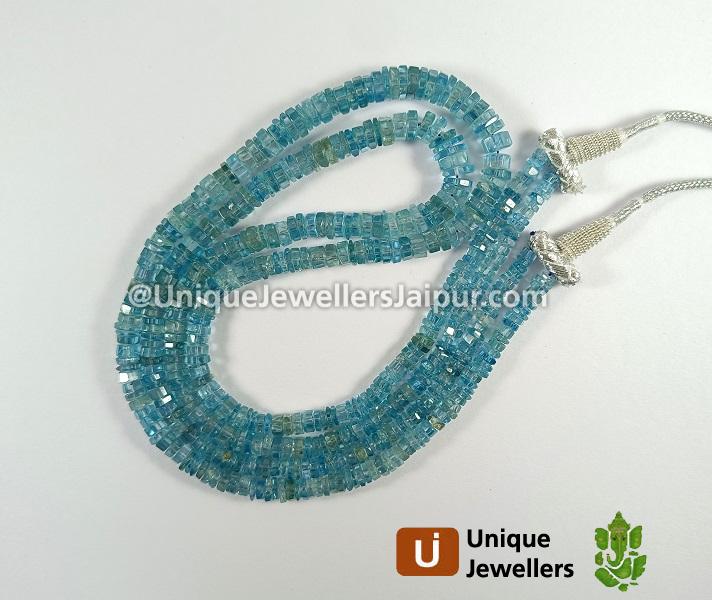 Blue Zircon Step Cut Bolt Beads