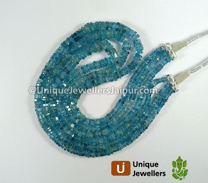 Blue Zircon Step Cut Bolt Beads