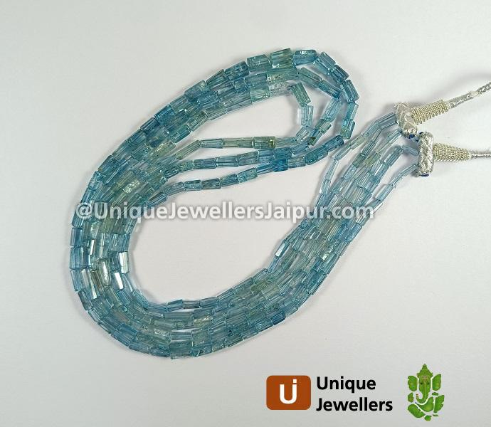 Blue Zircon Faceted Pipe Beads