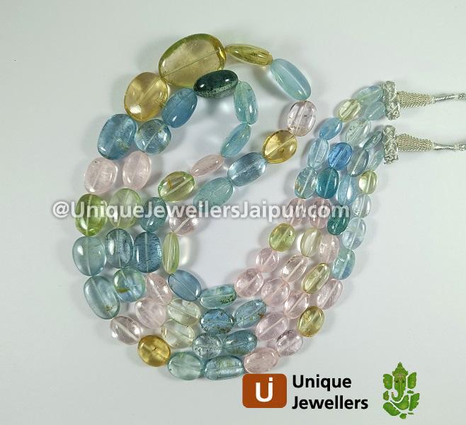 Multi Aquamarine Far Smooth Nuggets Beads