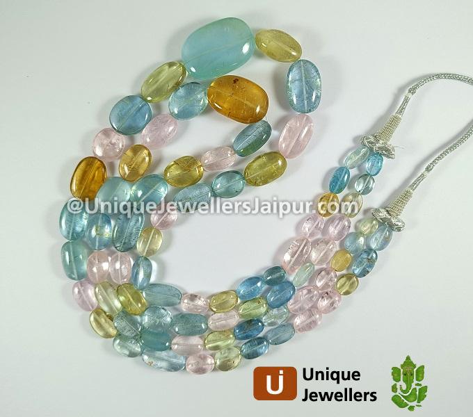 Multi Aquamarine Smooth Nuggets Beads