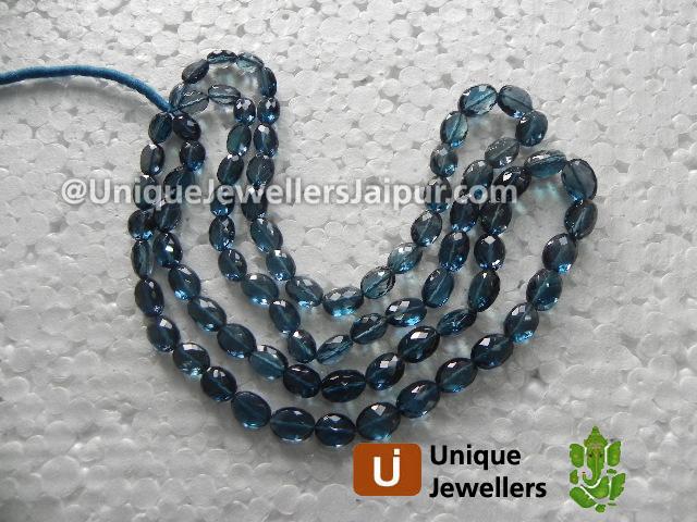 London Blue Topaz Faceted Oval Beads