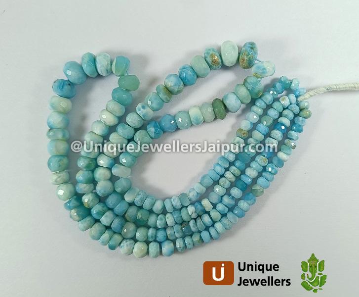 Larimar faceted Roundelle Beads