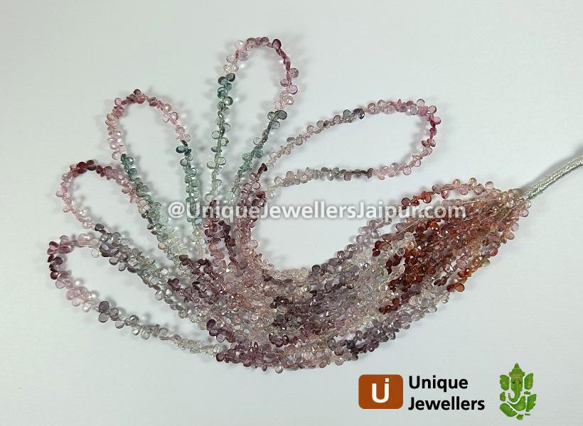 Multi Spinel faceted Pear Beads