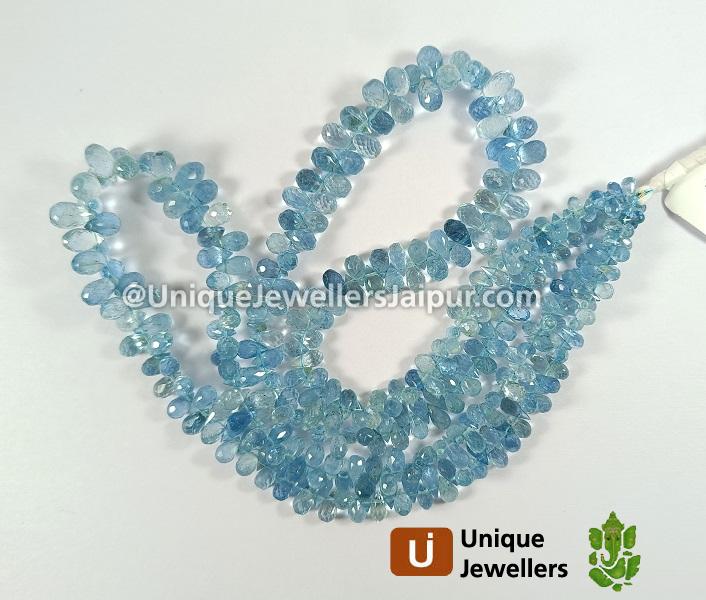 Aquamarine Faceted Drops Beads