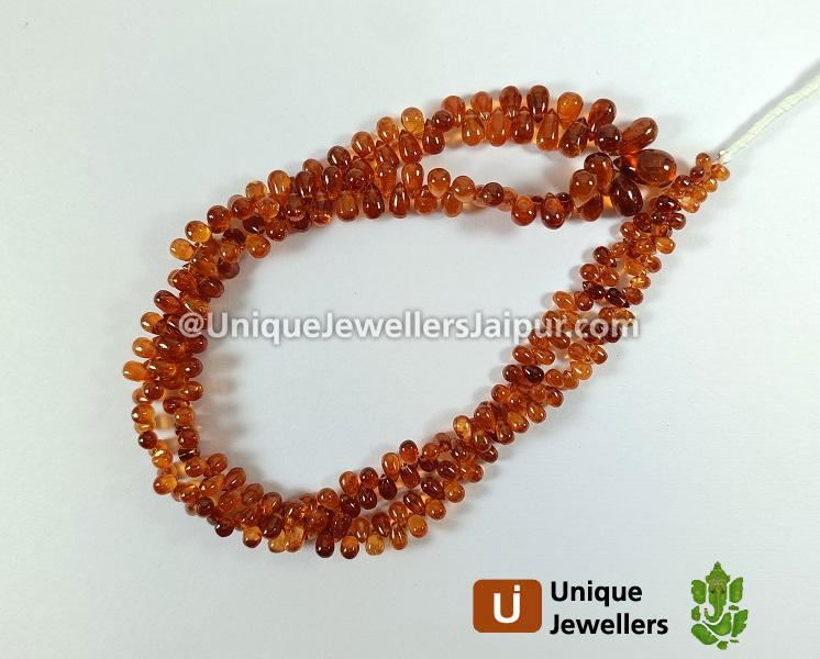 Mandarin Garnet Smooth Drops Beads