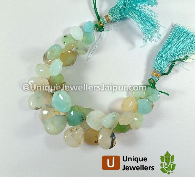 Natural Peruvian Opal Smoooth Heart & Pear Beads
