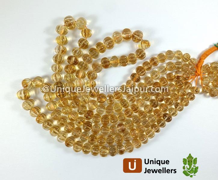 Citrine Carved Pumpkin Beads