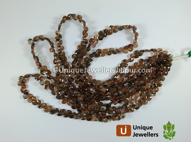 Andalusite Faceted Heart Beads