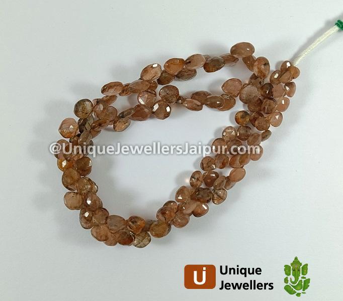 Andalusite Faceted Heart Beads