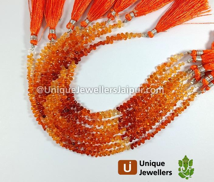 Fire Opal Faceted Drops Beads