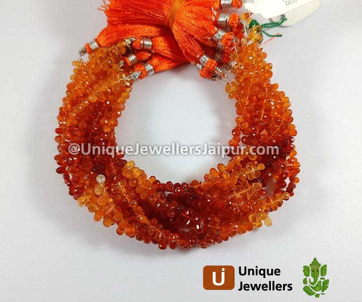 Fire Opal Faceted Drops Beads