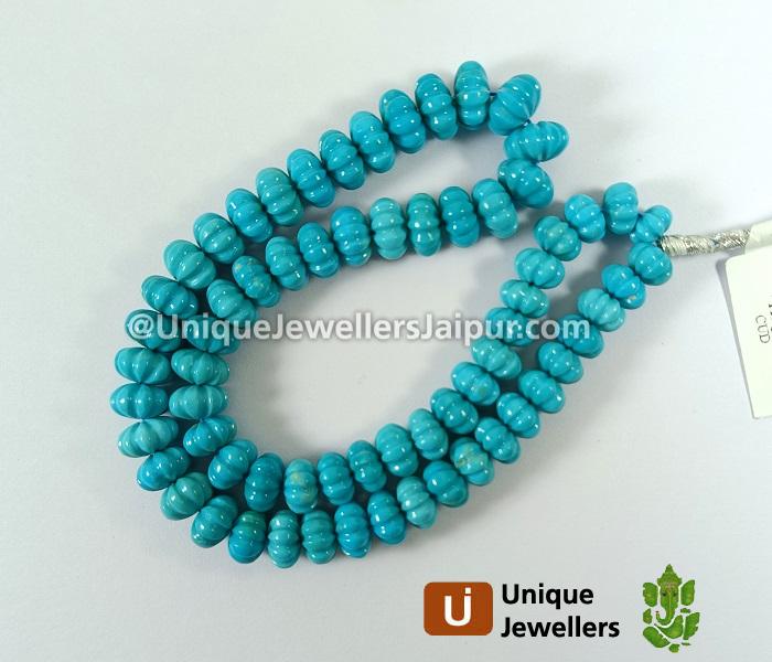 Natural Arizona Turquoise Carved Pumpkin Beads