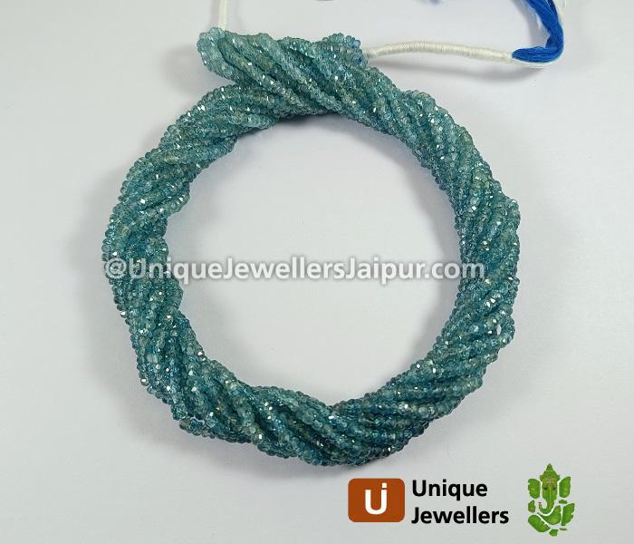 Natural Blue Zircon Faceted Roundelle Beads