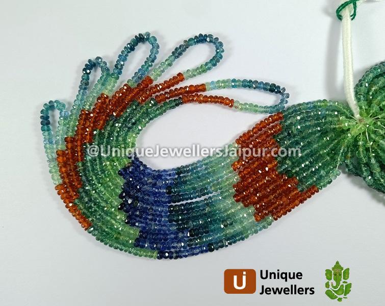 Multi Kyanite Faceted Roundelle Beads