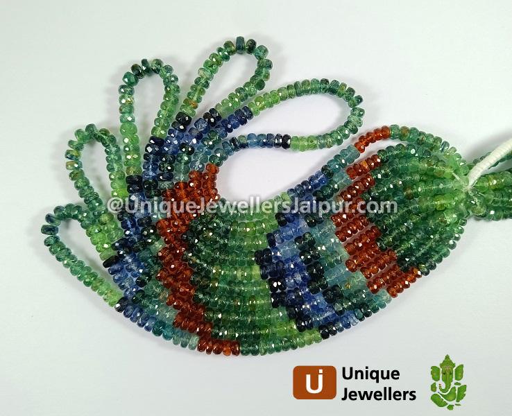 Multi Kyanite Faceted Roundelle Beads