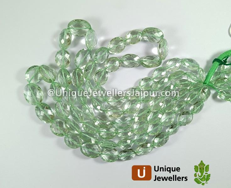 Green Amethyst Faceted Oval Beads