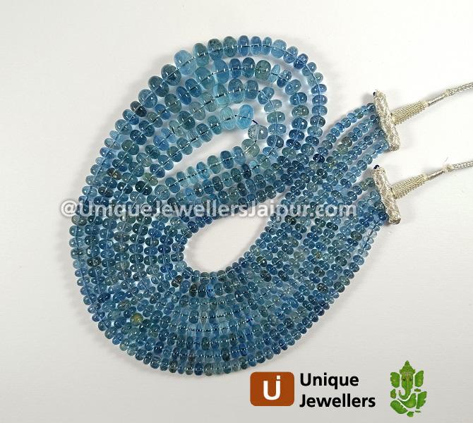 Santa Maria Aquamarine Smooth Roundelle Beads