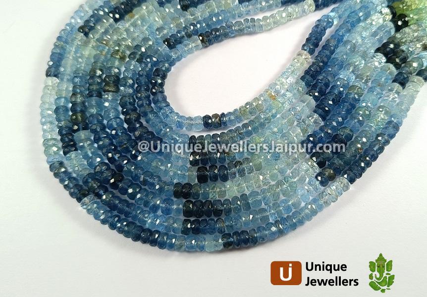 Santa Maria Aquamarine Shaded Faceted Roundelle Beads