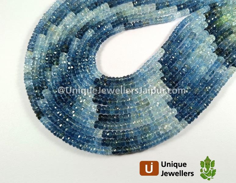 Santa Maria Aquamarine Shaded Faceted Roundelle Beads