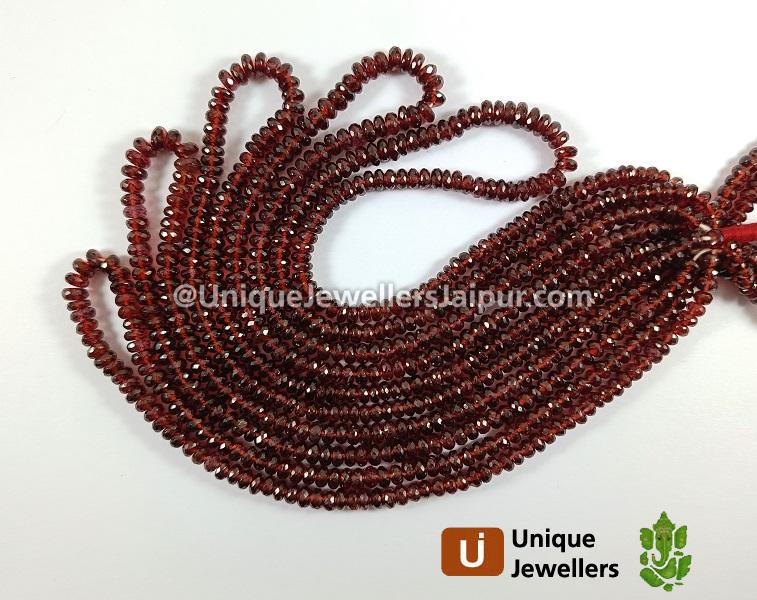 Red Garnet Faceted Roundelle Beads