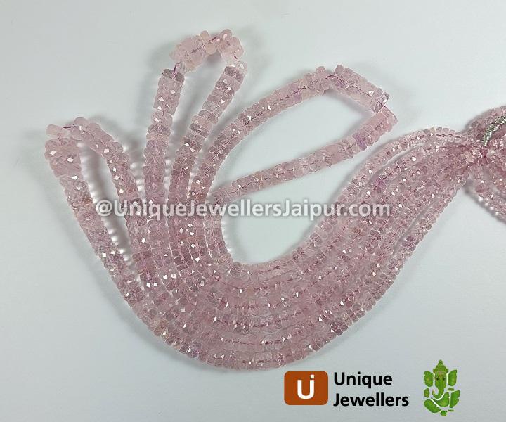 Pink Morganite Faceted Tyre Beads