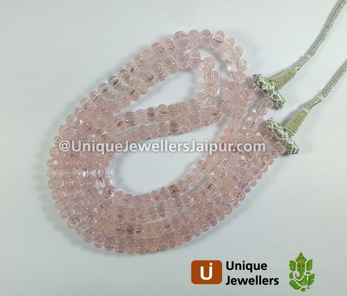 Pink Morganite Carved Pumpkin Beads