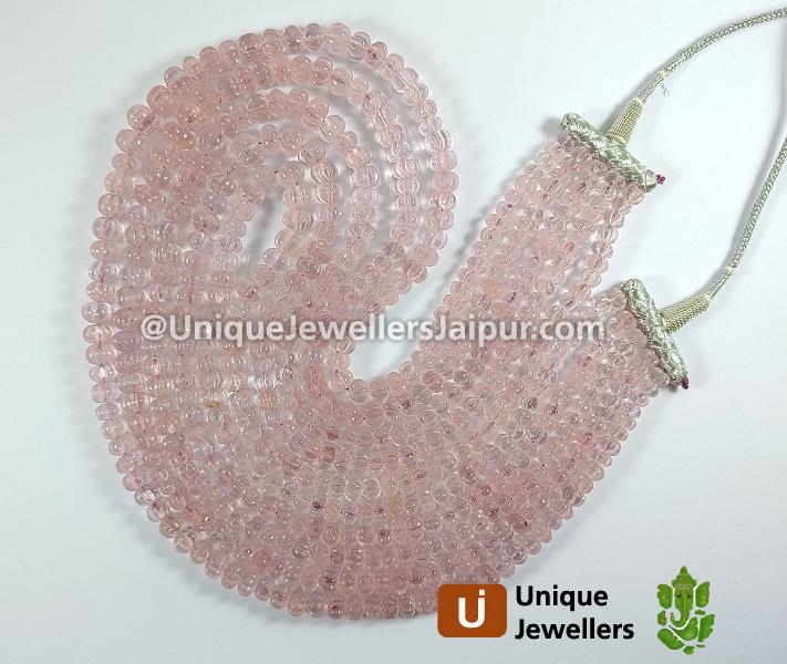 Pink Morganite Carved Pumpkin Beads