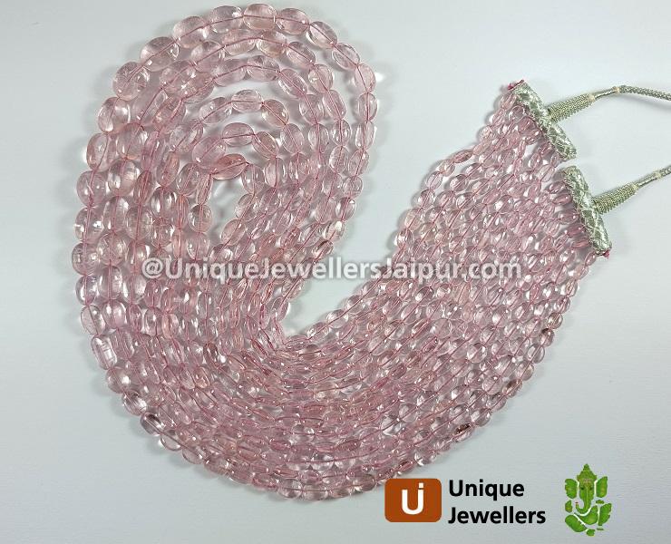 Pink Morganite Smooth Oval Nuggets Beads