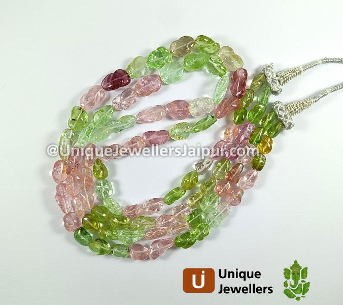 Pastel Tourmaline Mughal Cut Nuggets Beads