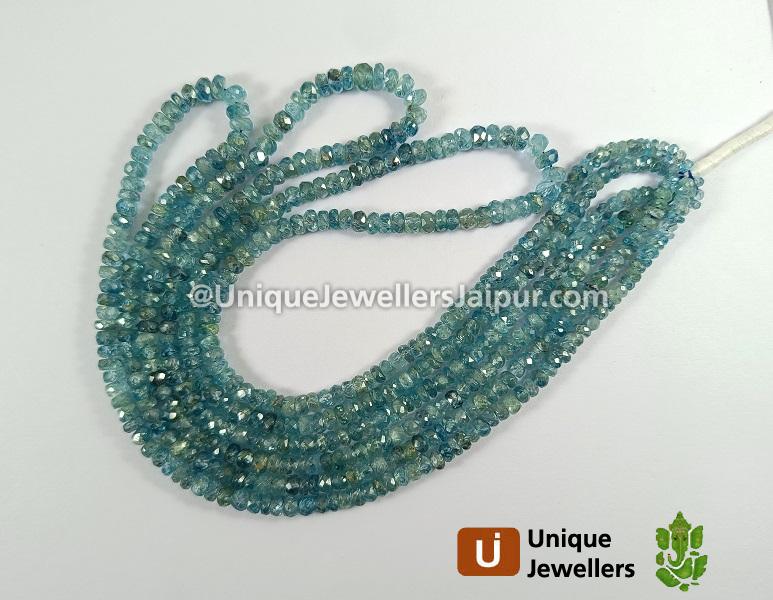 Blue Zircon Faceted Roundelle Beads