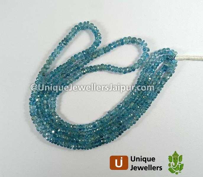 Blue Zircon Faceted Roundelle Beads