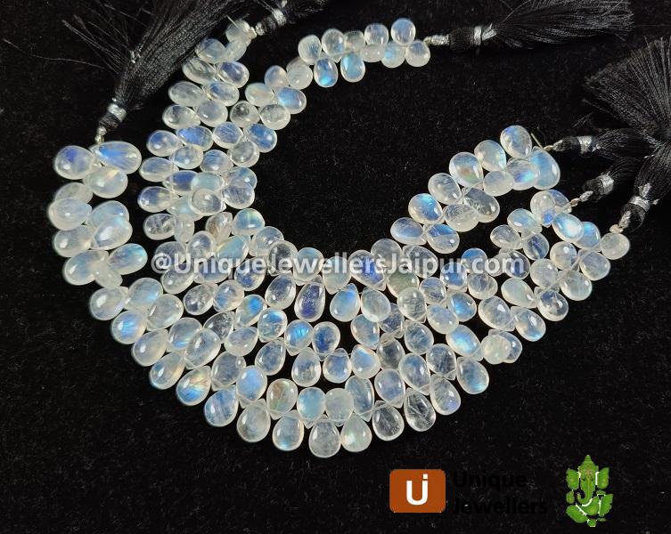 White Rainbow Smooth Pear Beads