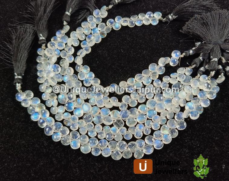 White Rainbow Smooth Heart Beads