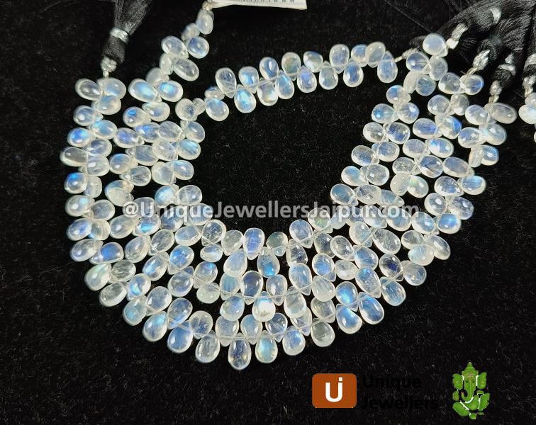 White Rainbow Smooth Pear Beads