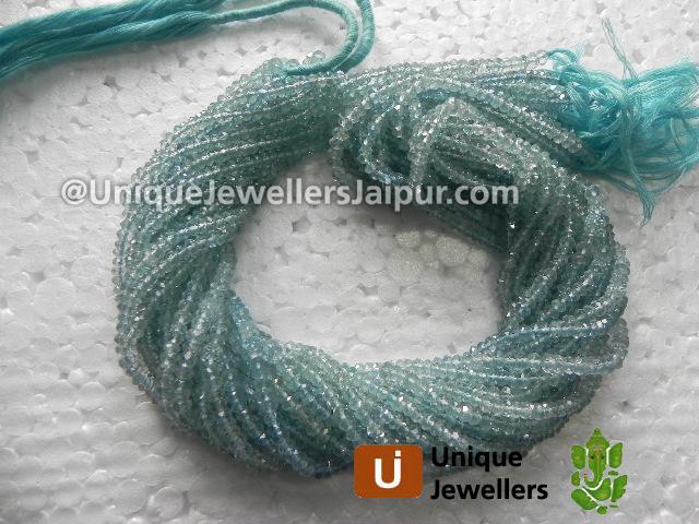 Blue Aquamarine Faceted Roundelle Beads