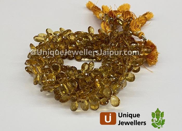 Cognac Quartz Briollete Pear Beads