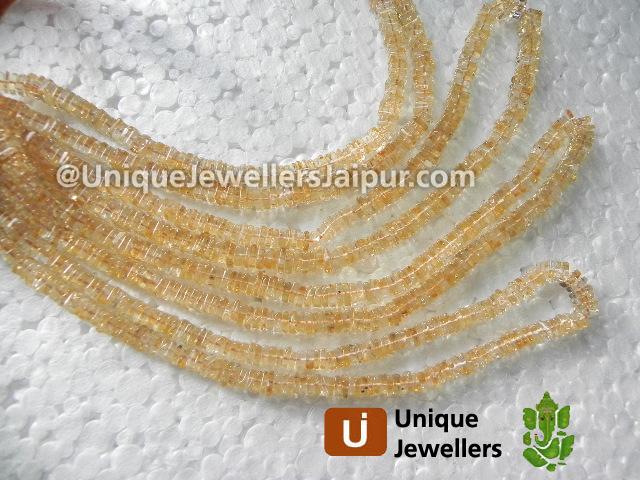 Citrine Plain Heishi Cube Beads