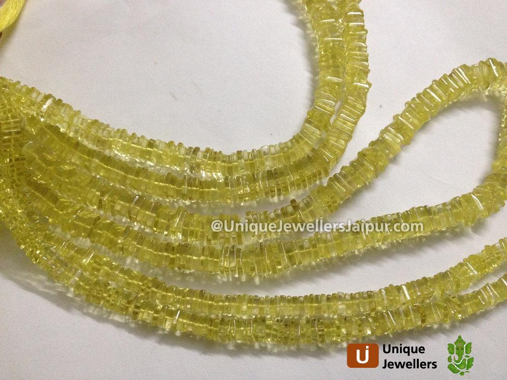 Lemon Quartz Plain Heishi Cube Beads