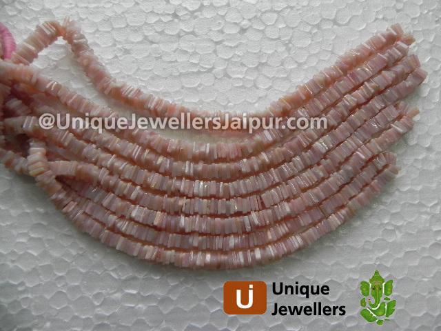 Pink Opal Plain Heishi Cube Beads