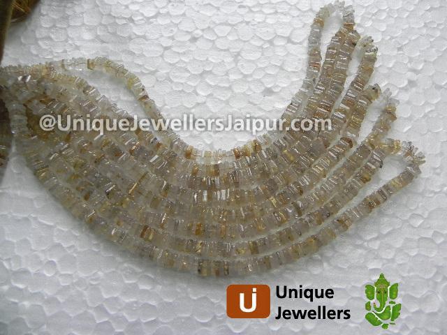 Golden Rutile Plain Heishi Cube Beads