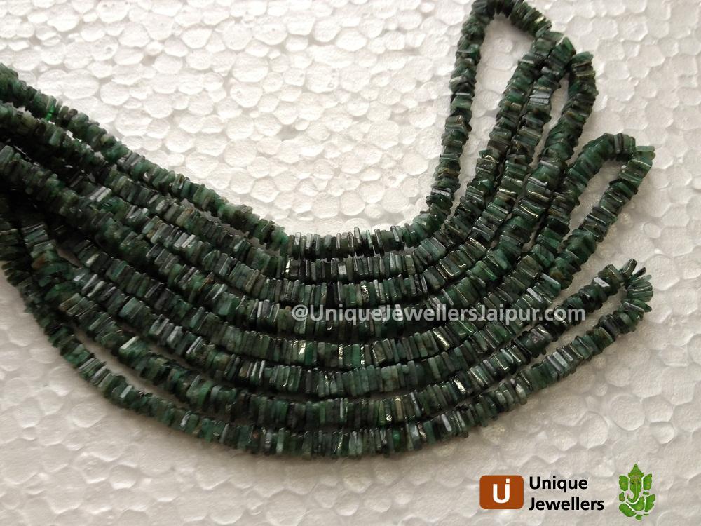 Emerald Plain Heishi Cube Beads