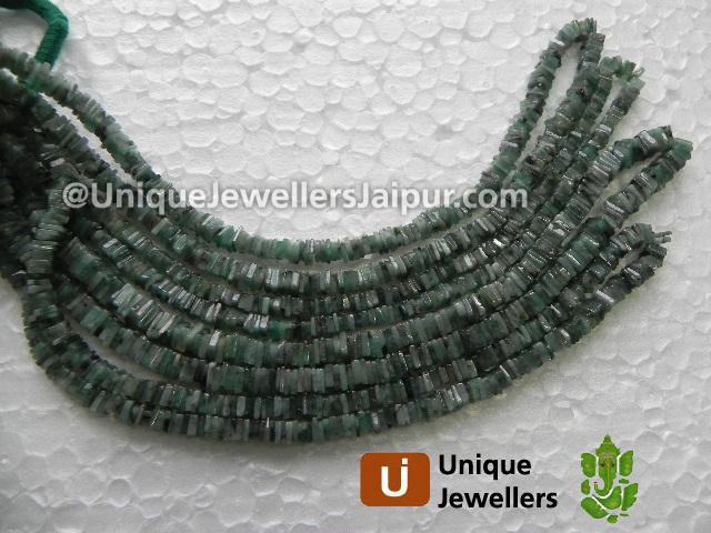 Emerald Plain Heishi Cube Beads