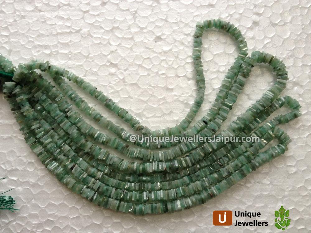 Emerald Plain Heishi Cube Beads